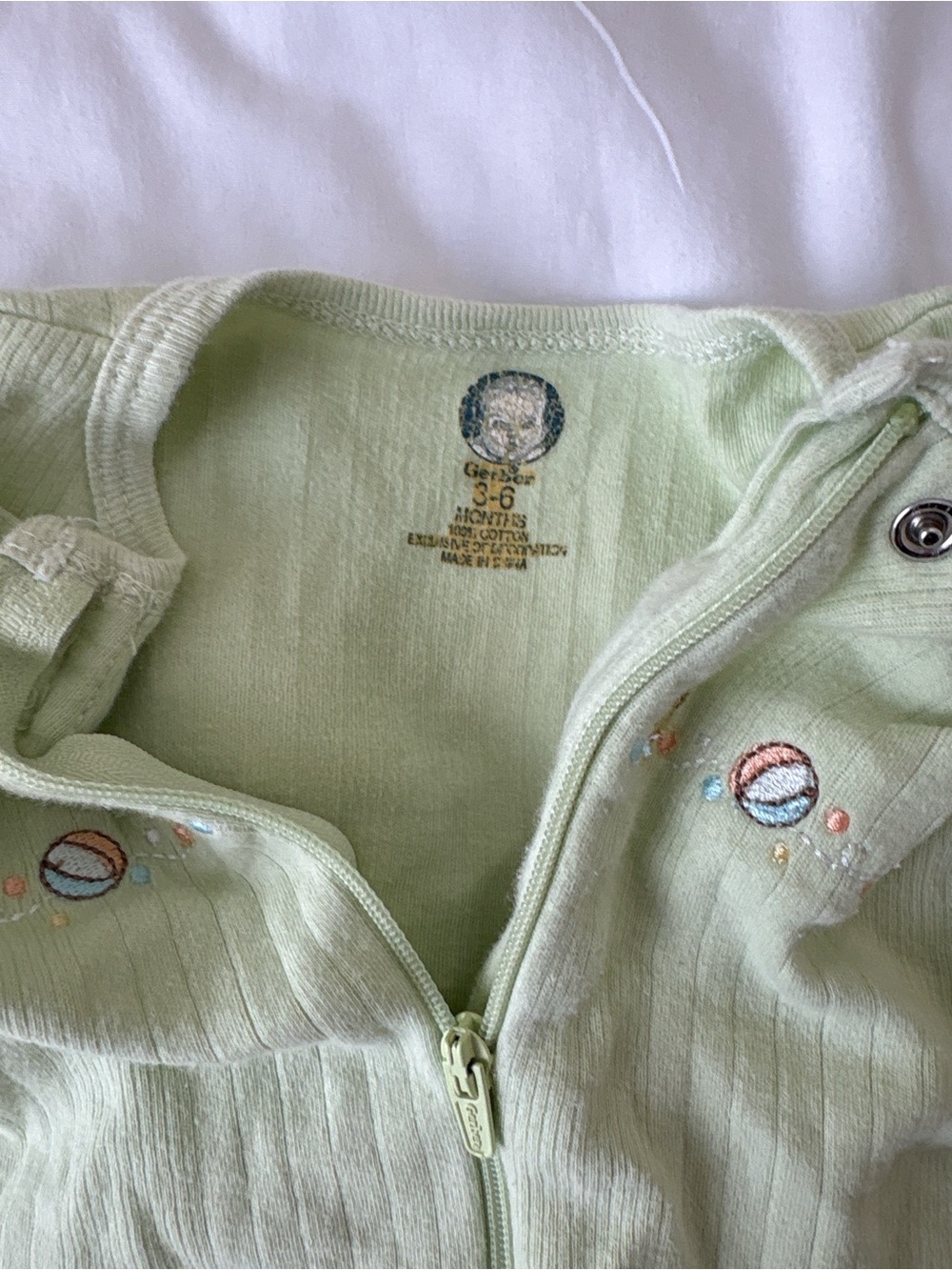 Gerber Light Green Ribbed Footed One-Piece - Picture 4 of 5